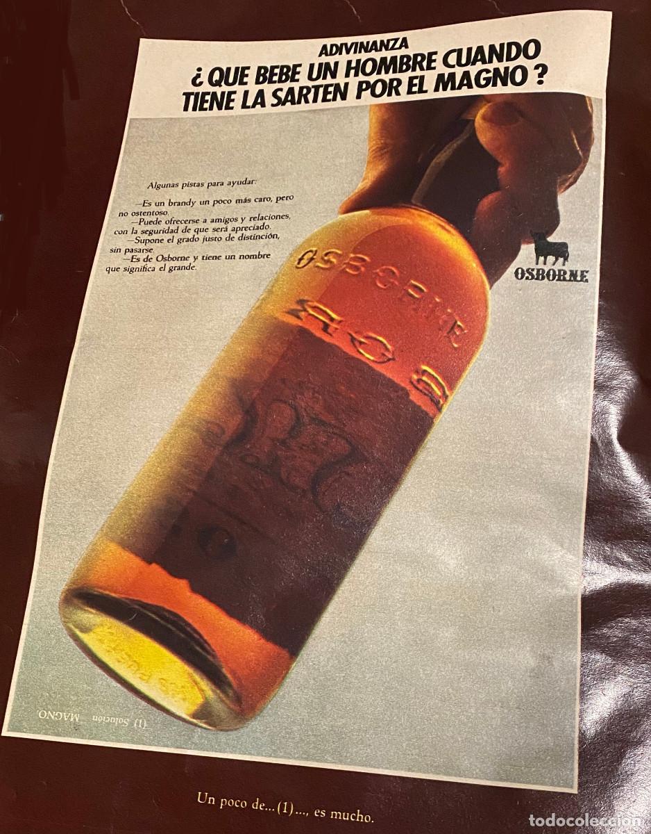 Coleccionismo de vinos y licores: Publicidad de brandy Osborne. P&aacute;gina de revista original 1975. Enmarcable. Buen estado.