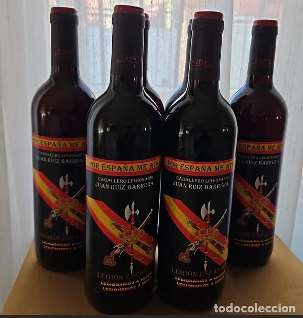 Collection of wines and liquors: 6 BOTELLAS DE VINO CON ETIQUETA PERSONALIZADA. ESCUDO LEGI&Oacute;N, GUARDIA CIVIL Y OTROS