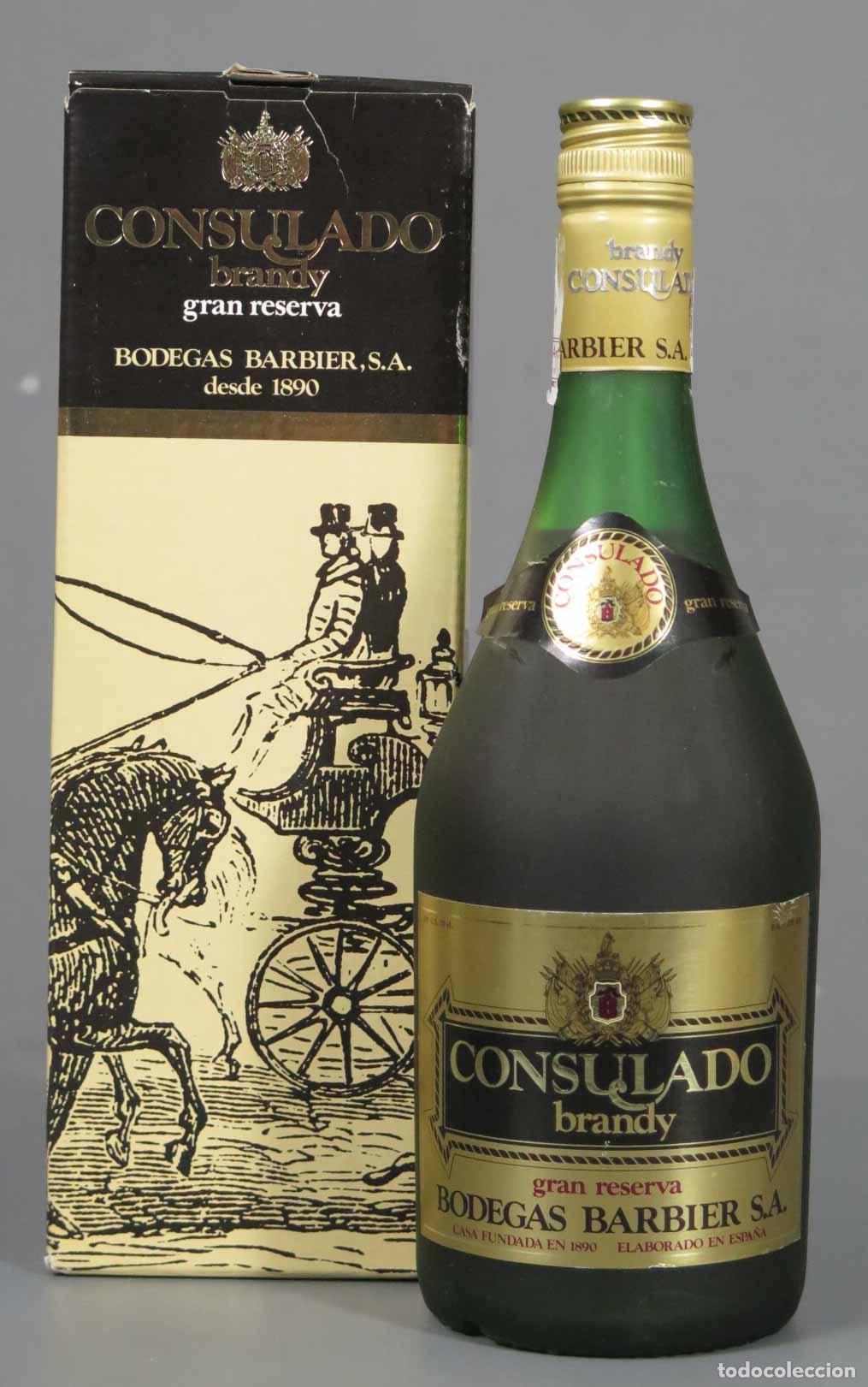 Coleccionismo de vinos y licores: BOTELLA DE BRANDY CONSULADO. BODEGAS BARBIER - Foto 1