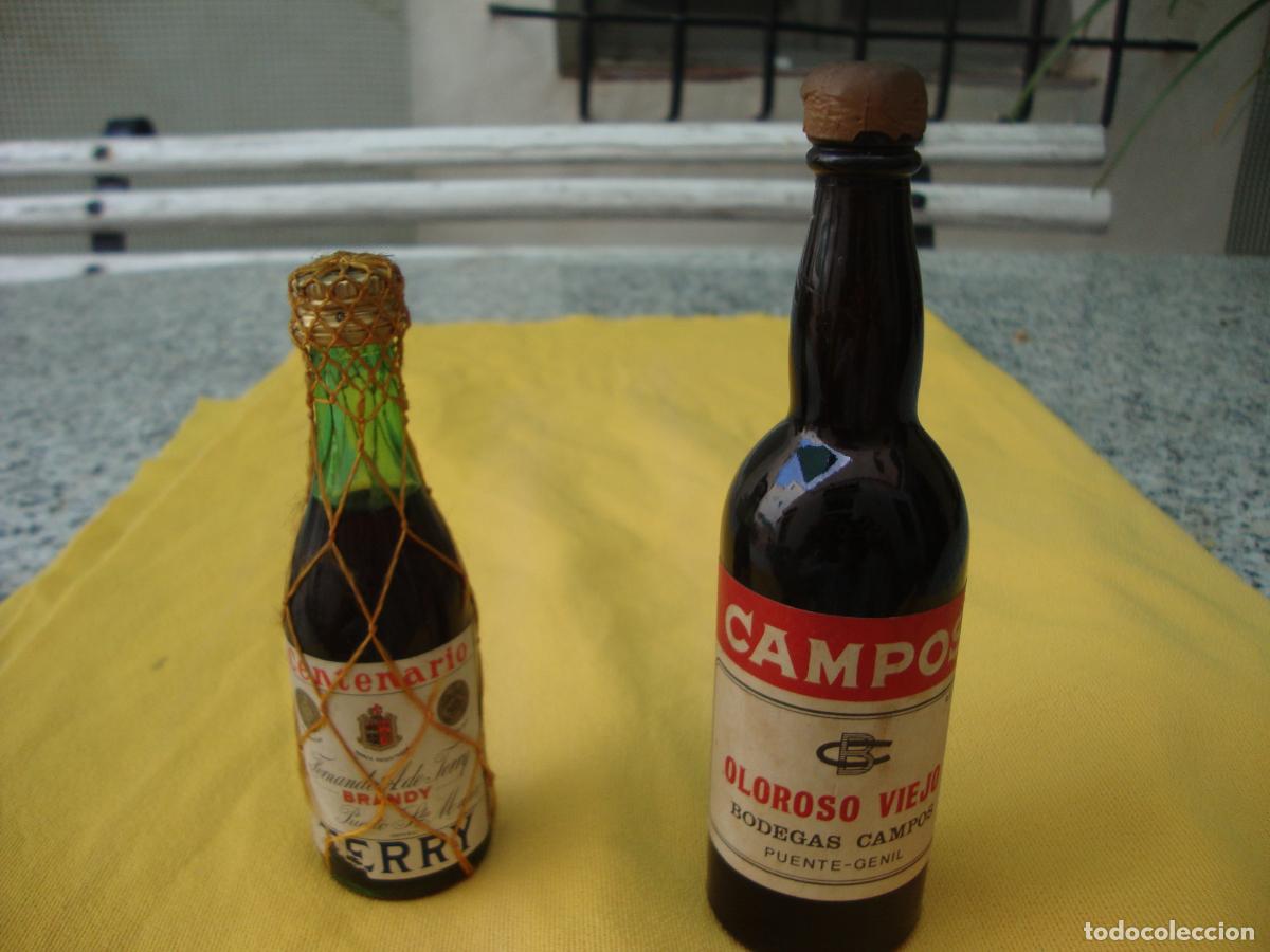 Coleccionismo de vinos y licores: botellin oloroso viejo bodegas campos y centenario brandy terry