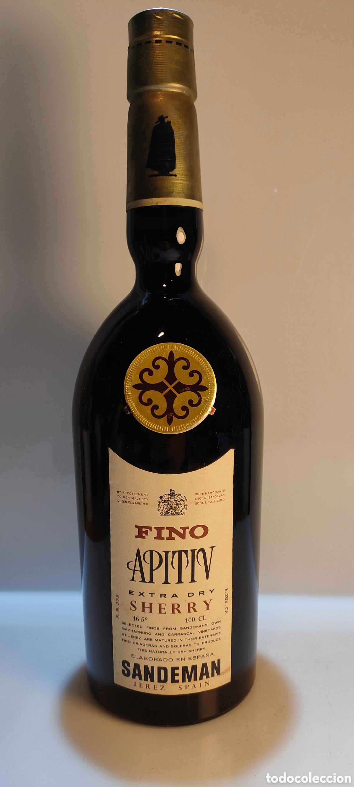 Coleccionismo de vinos y licores: Fino Apitiv SANDEMAM Extra Dry Sherry Jerez 1 litro