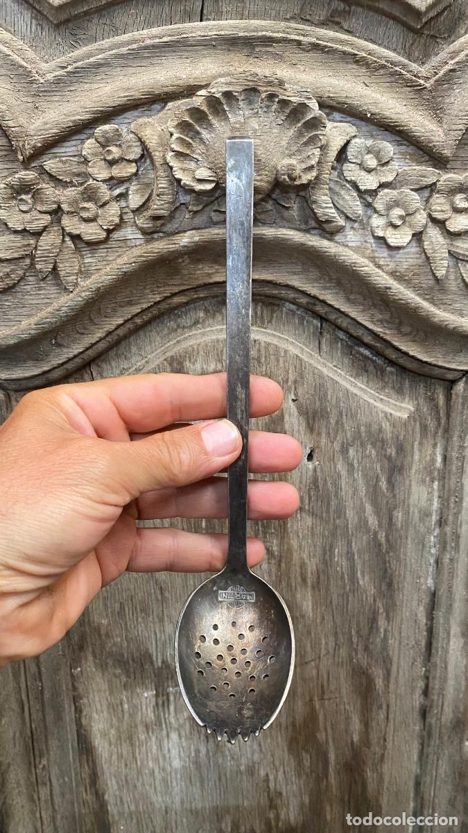 Sammlung von Weinen und Lik&ouml;ren: Cuchara cocktail c&oacute;ctel Martini metal plateado 22,5cms