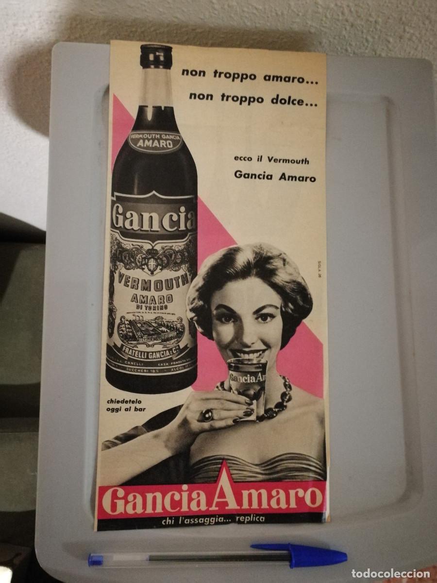 Sammlung von Weinen und Lik&ouml;ren: ANTIGUO ANUNCIO ENCARTONADO - GANCIA AMARO - BEBIDA - VERMOUTH - PUBLICIDAD VINTAGE