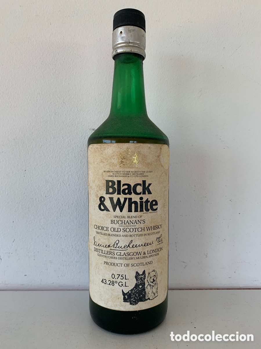 Sammlung von Weinen und Lik&ouml;ren: Botella Black White a&ntilde;os 70