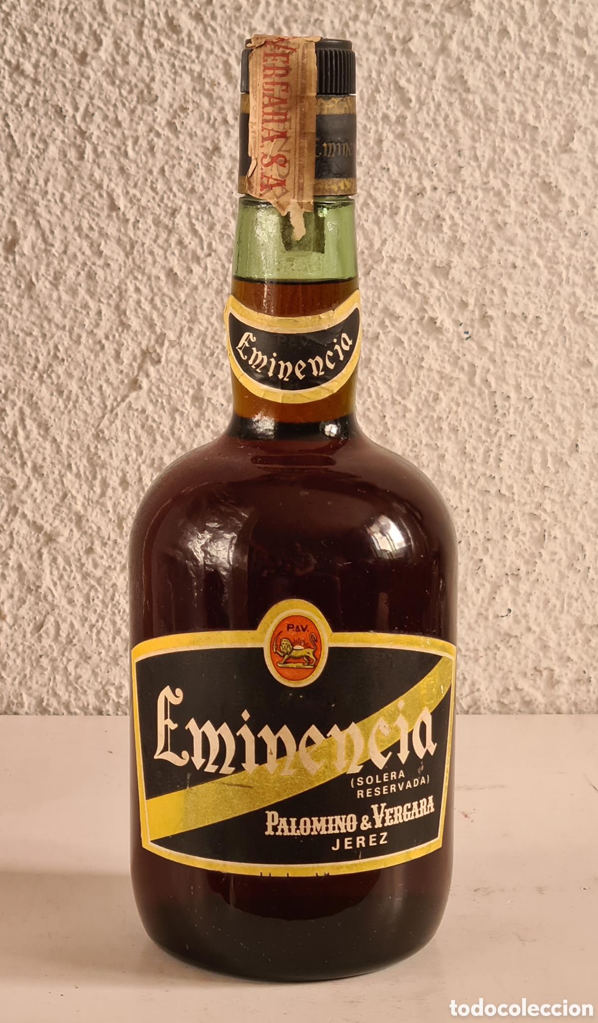 Coleccionismo de vinos y licores: Botella Brandy Eminencia Solera Reservada - Palomino & Vergara Jerez - Precintada - Licor