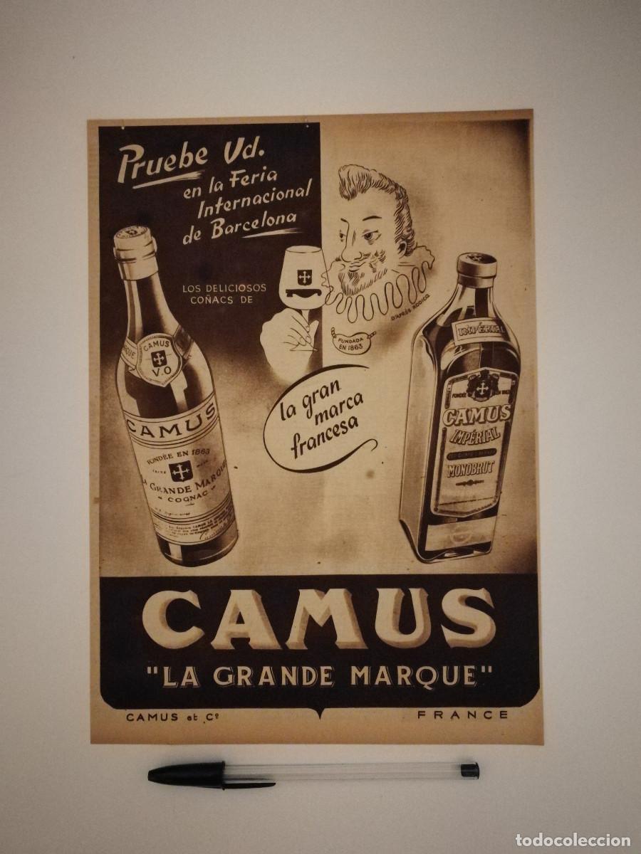 Sammlung von Weinen und Lik&ouml;ren: ANTIGUO ANUNCIO ENCARTONADO -A4- CAMUS - LA GRANDE MARQUE - IMPERIAL MONOBRUT - CO&Ntilde;AC - FRANCE