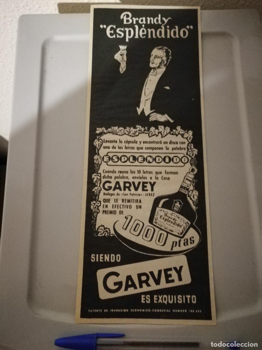 Coleccionismo de vinos y licores: ANTIGUO ANUNCIO ENCARTONADO - GARVEY BRANDY - PUBLICIDAD