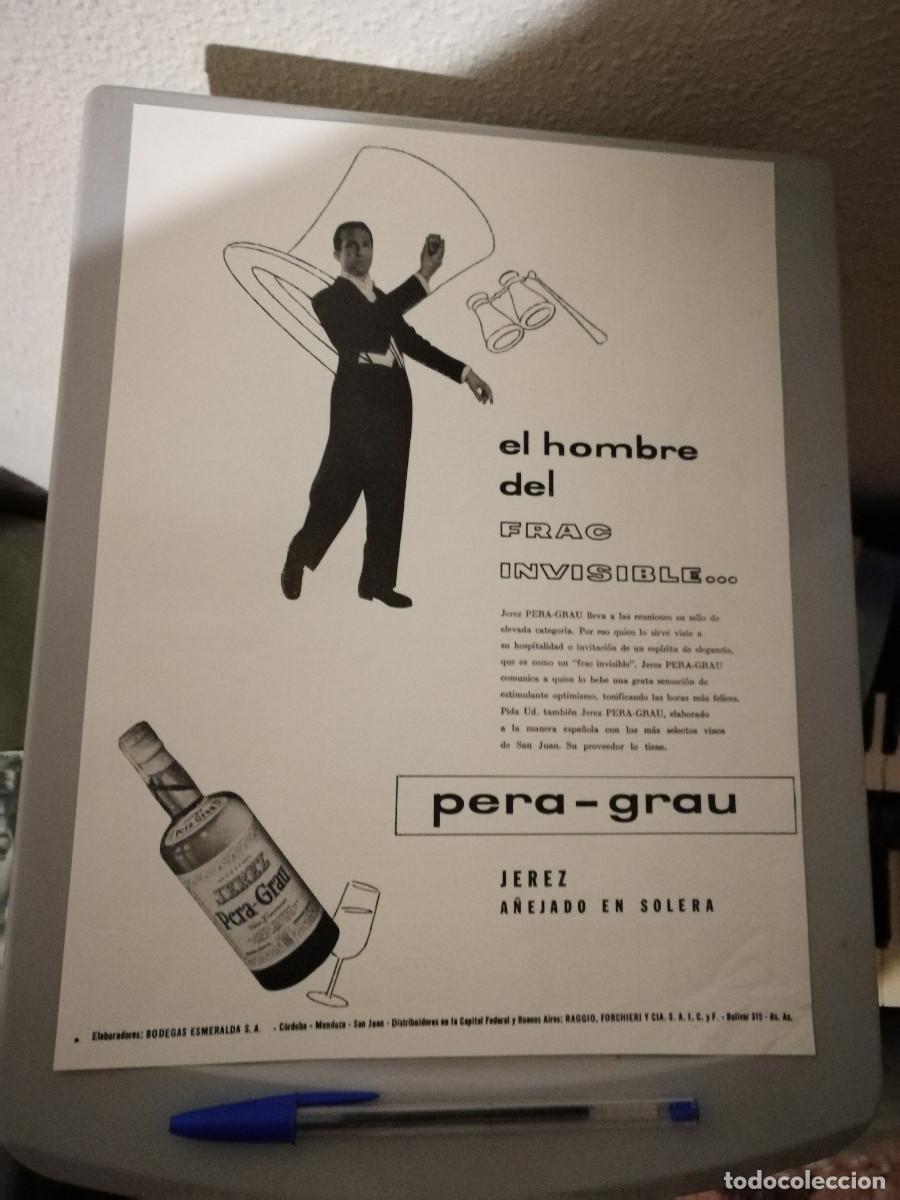 Sammlung von Weinen und Lik&ouml;ren: ANTIGUO ANUNCIO ENCARTONADO -A4- PERA GRAU JEREZ - PUBLICIDAD
