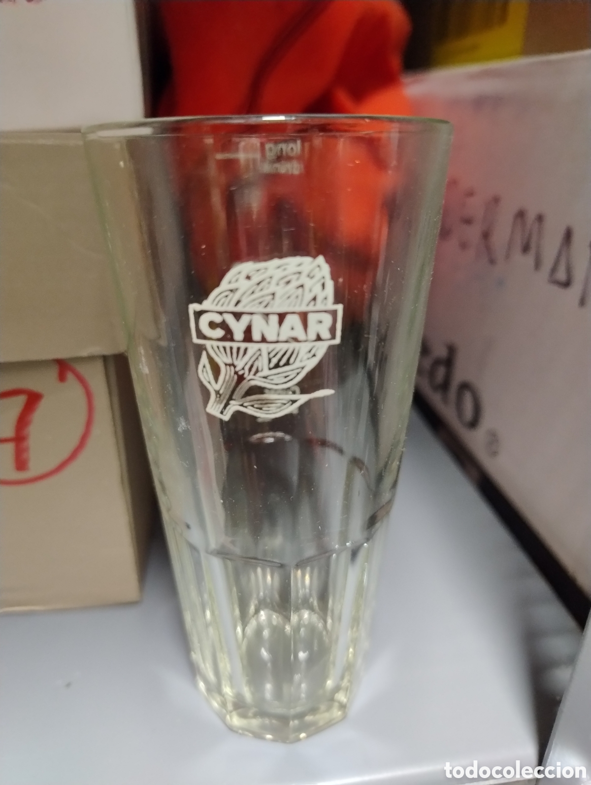 Collection of wines and liquors: M69 VASO SERIGRAFIADO BEBIDA CYNAR SECO SODA Y LARGO CON MEDIDOR