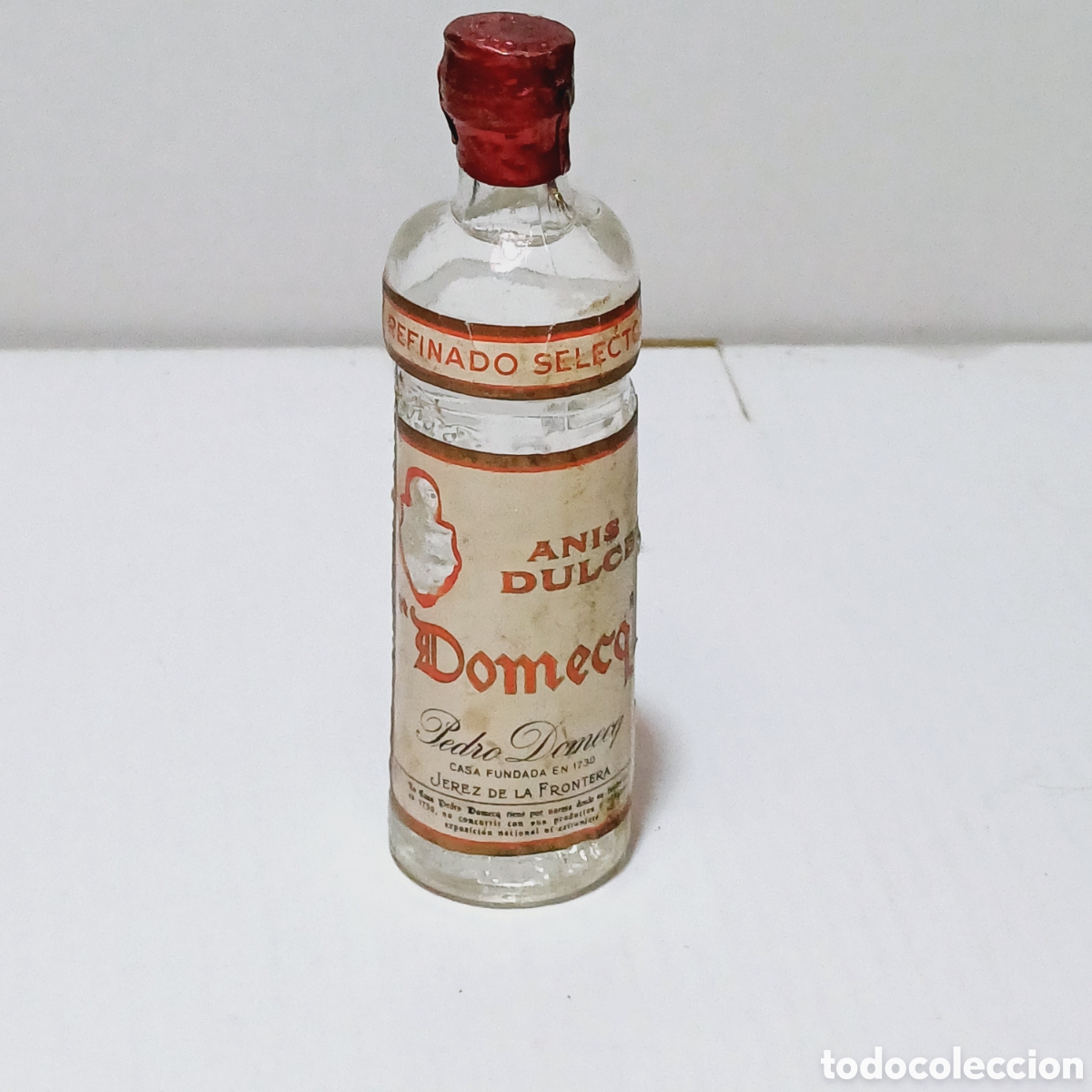 Collection of wines and liquors: Botella mini Miniatura botellin Anis Dulce Pedro Domecq Jerez de la frontera 10,3 cm
