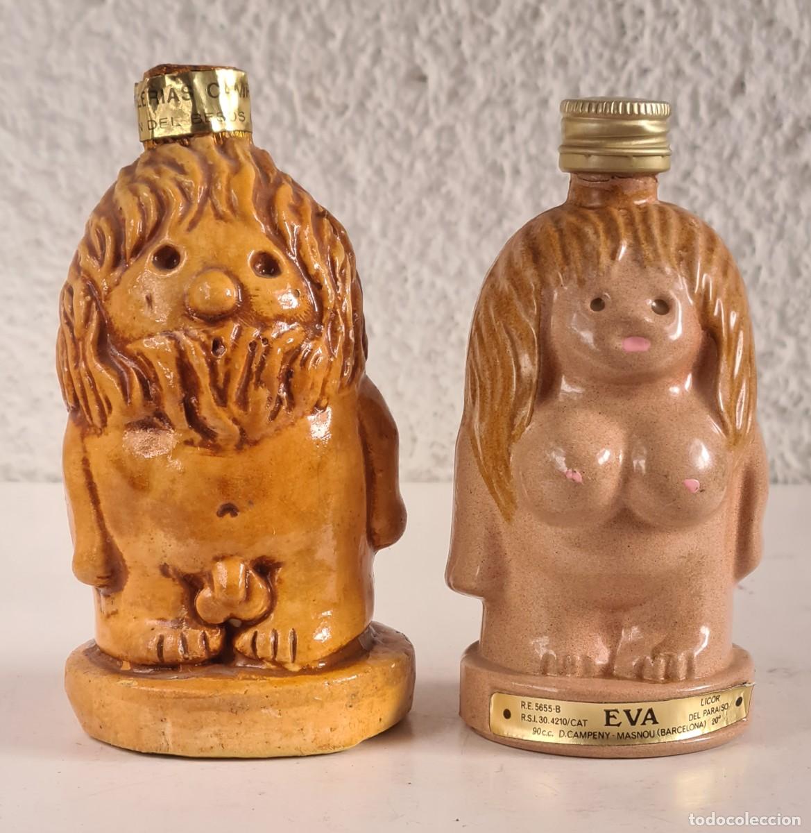 Coleccionismo de vinos y licores: Botellitas Ad&aacute;n y Eva Licor del Para&iacute;so - Destilerias Campeny Masnou Maresme - Botell&iacute;n