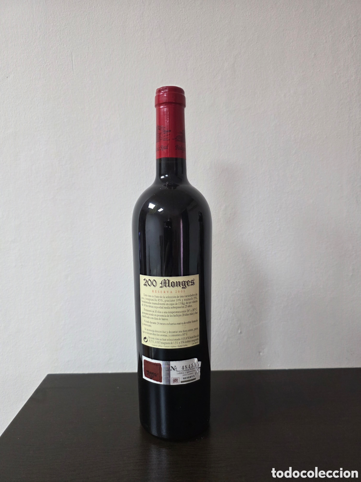 Coleccionismo de vinos y licores: 200 Monges - Reserva 2001 - Foto 2