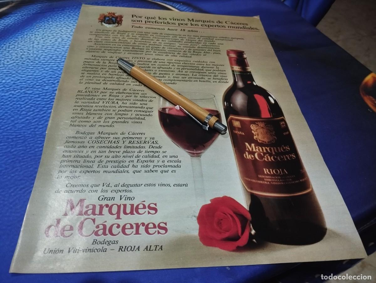 Sammlung von Weinen und Lik&ouml;ren: VINO MARQUES DE C&Aacute;CERES ANUNCIO PUBLICIDAD REVISTA 1982