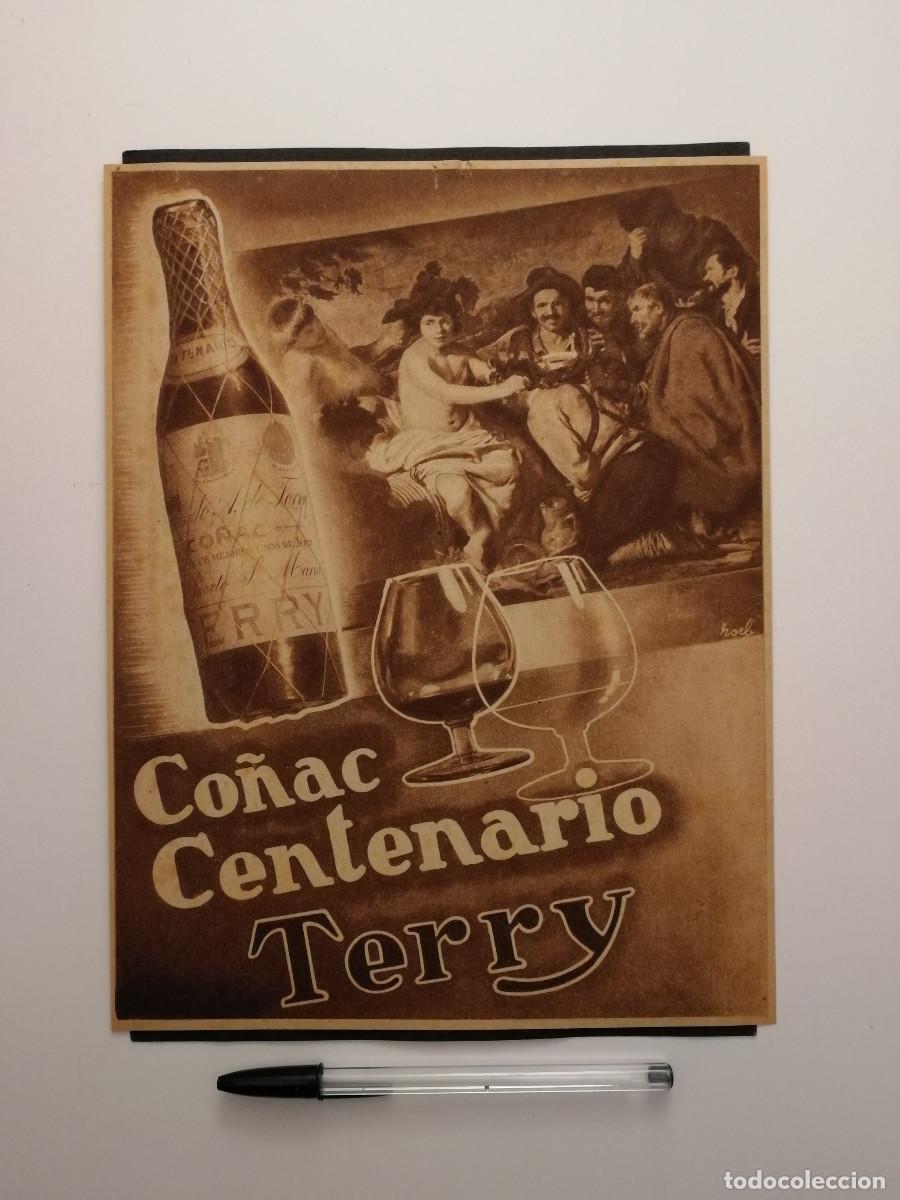 Collection of wines and liquors: ANTIGUO ANUNCIO ENCARTONADO -A4- CO&Ntilde;AC CENTENARIO TERRY - PUBLICIDAD