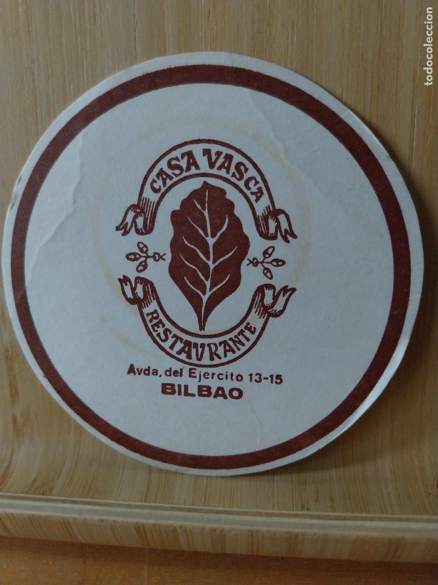 Collection of wines and liquors: CASA VASCA RESTAURANTE BILBAO POSAVASOS COASTER VINTAGE ORIGINAL 9,5 CMS USADO
