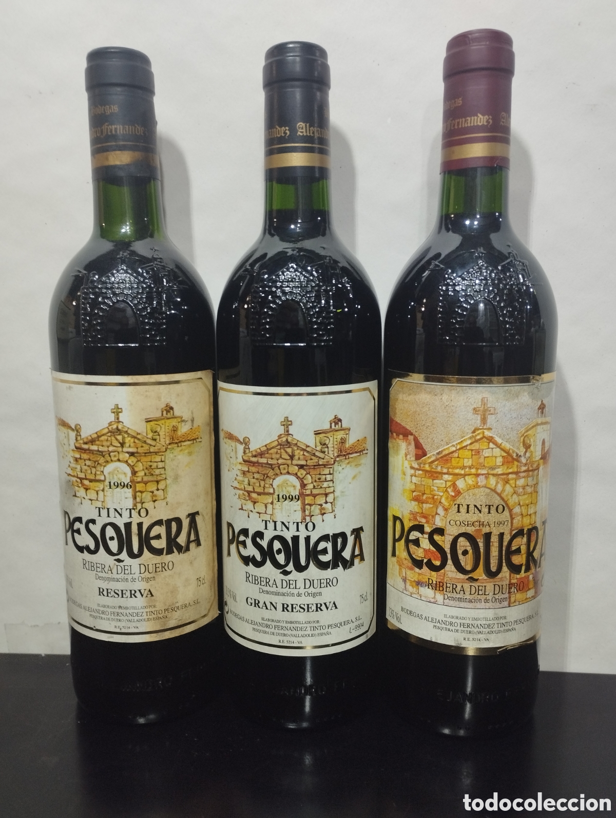 Collection of wines and liquors: Pesquera, lote de tres botellas