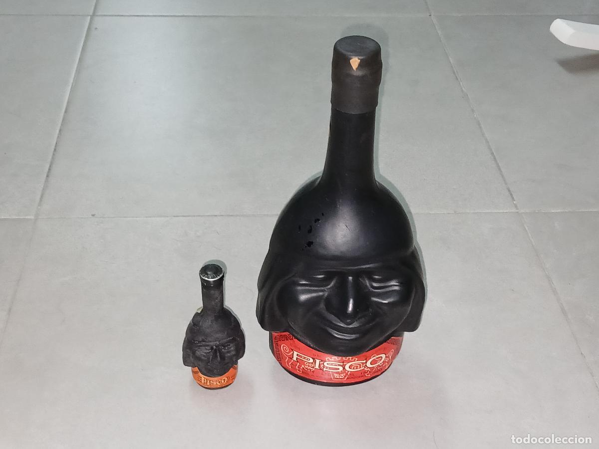 Sammlung von Weinen und Lik&ouml;ren: Botella licor vintage. Pisco, Nogueras Comas, llena y miniatura