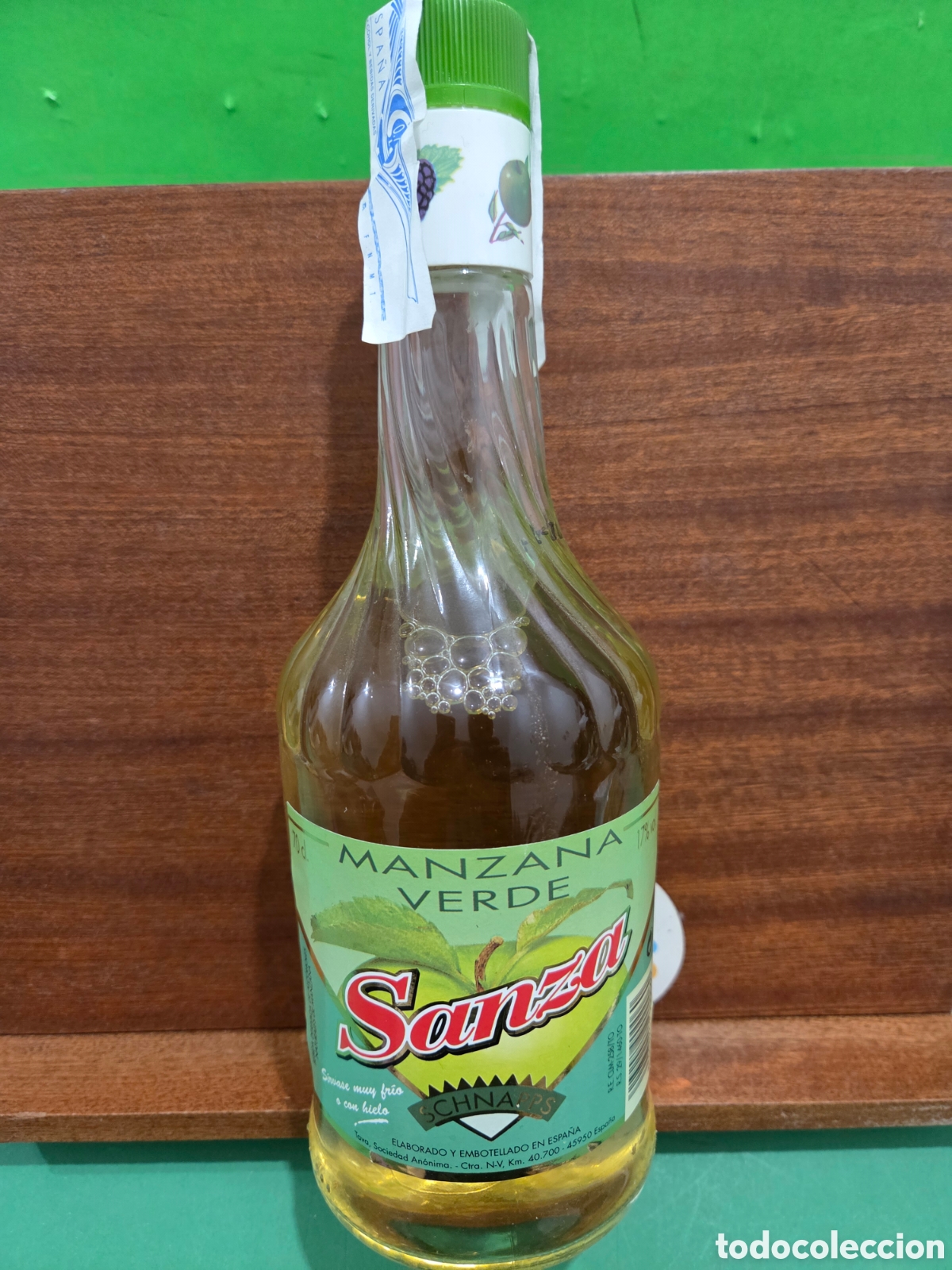 Coleccionismo de vinos y licores: BOTELLA DE LICOR..&rdquo;&rdquo;MANZANA VERDE SANZA&rdquo;&rdquo;...75 CL...SIN DESCORCHAR...