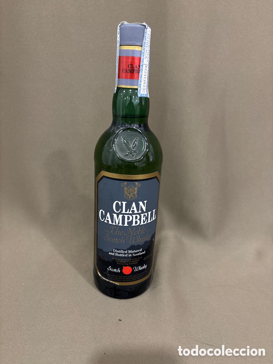Coleccionismo de vinos y licores: Antigua botella de whisky CLAN CAMPBELL,whisky escoces*SIN ABRIR*precintado