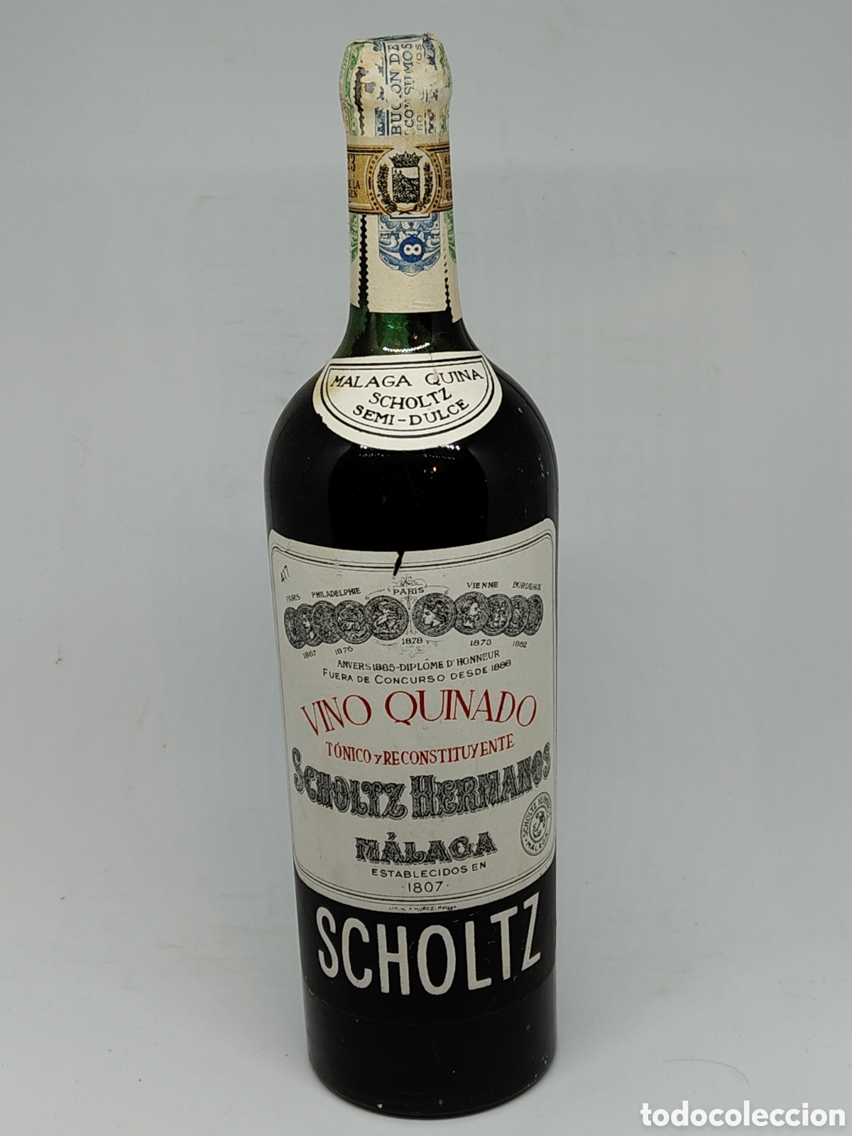 Coleccionismo de vinos y licores: Vino Quinado Scholtz Hermanos. Malaga.