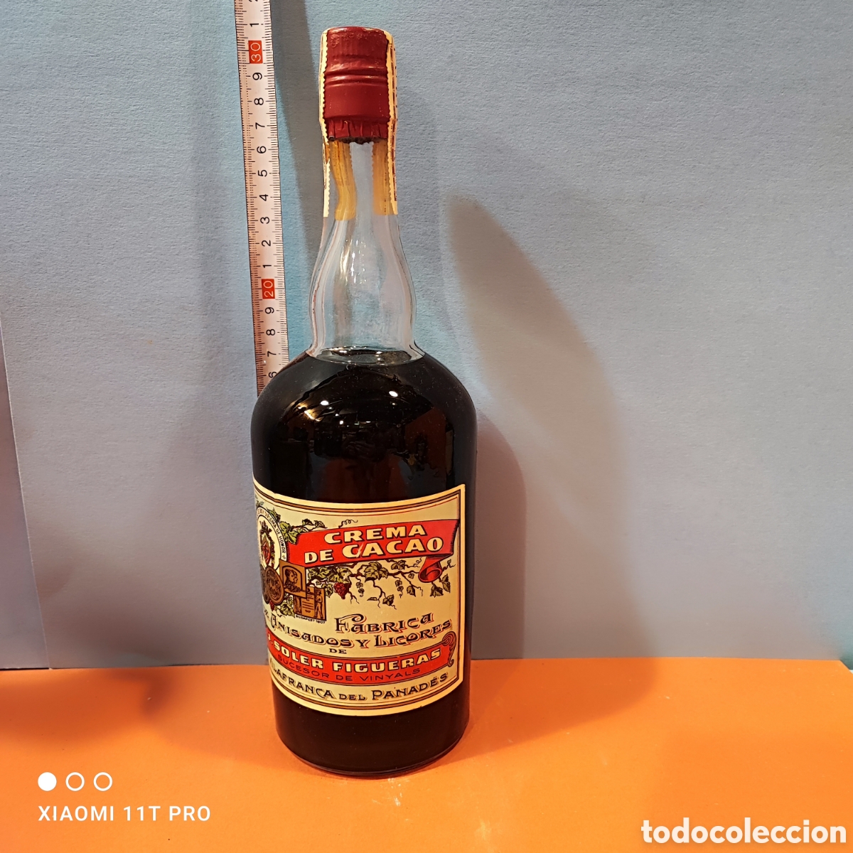 Coleccionismo de vinos y licores: Botella de crema de cacao destiler&iacute;as J. Soler Figueras, Vilafranca.