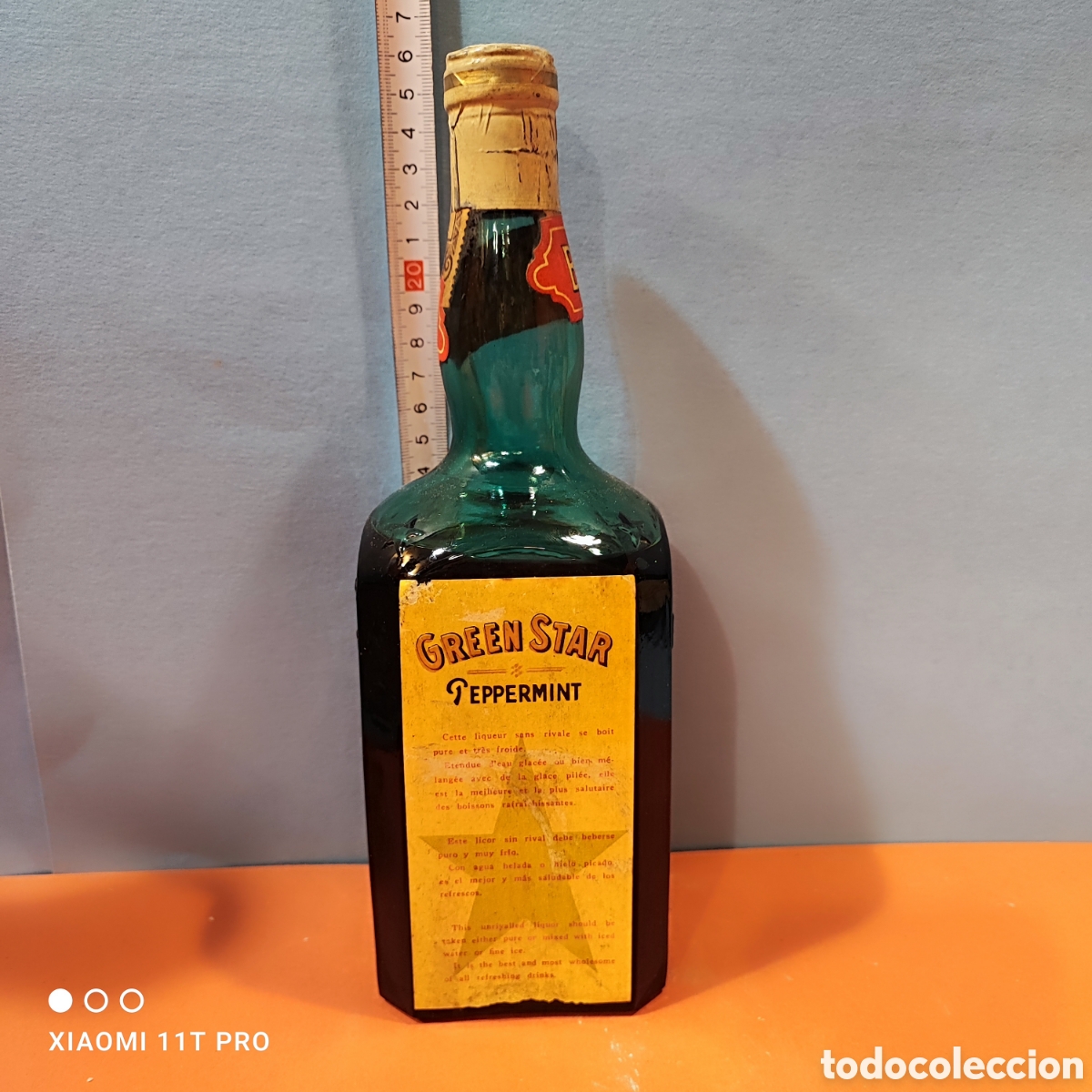 Coleccionismo de vinos y licores: Botella de peppermint Green star. - Foto 2