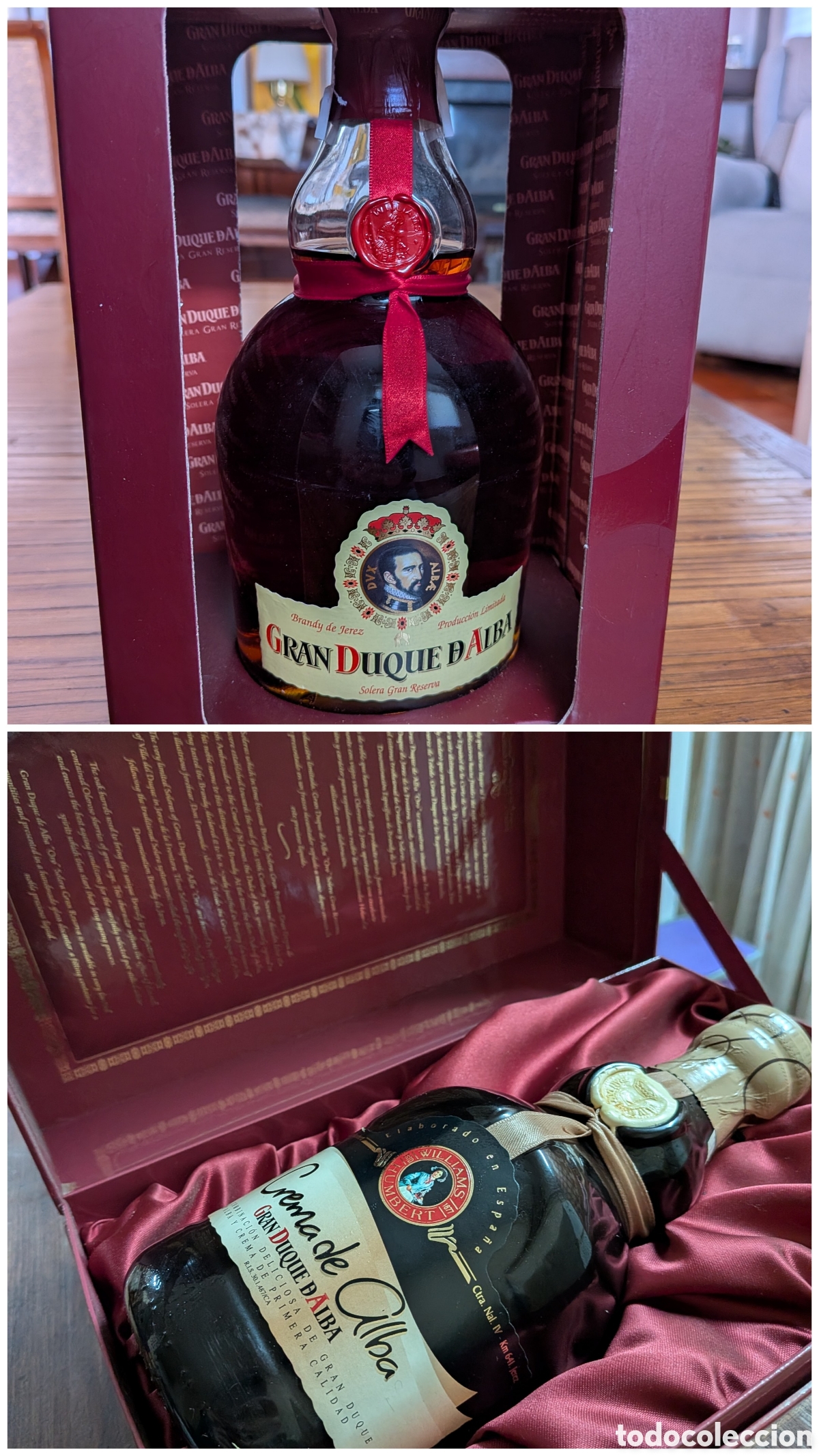 Coleccionismo de vinos y licores: Lote 2 Botellas Brandy Gran Duque de Alba + Crema de Alba - Estuches Lujo