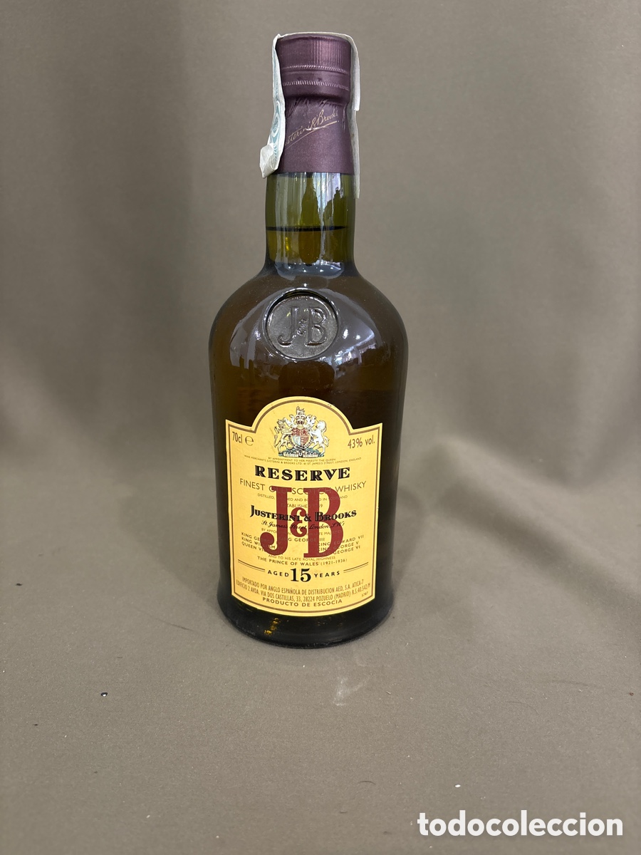 Coleccionismo de vinos y licores: Antigua botella JB reserva 15 a&ntilde;os,sin abrir*precintada*ver fotos