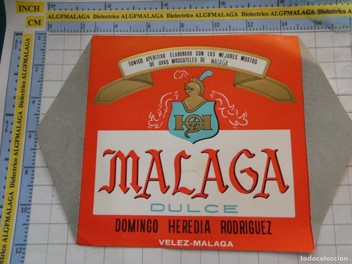 Coleccionismo de vinos y licores: ANTIGUA ETIQUETA DE VINOS LICORES. T&Oacute;NICO APERITIVO M&Aacute;LAGA DULCE DOMINGO HEREDIA. V&Eacute;LEZ M&Aacute;LAGA. 257