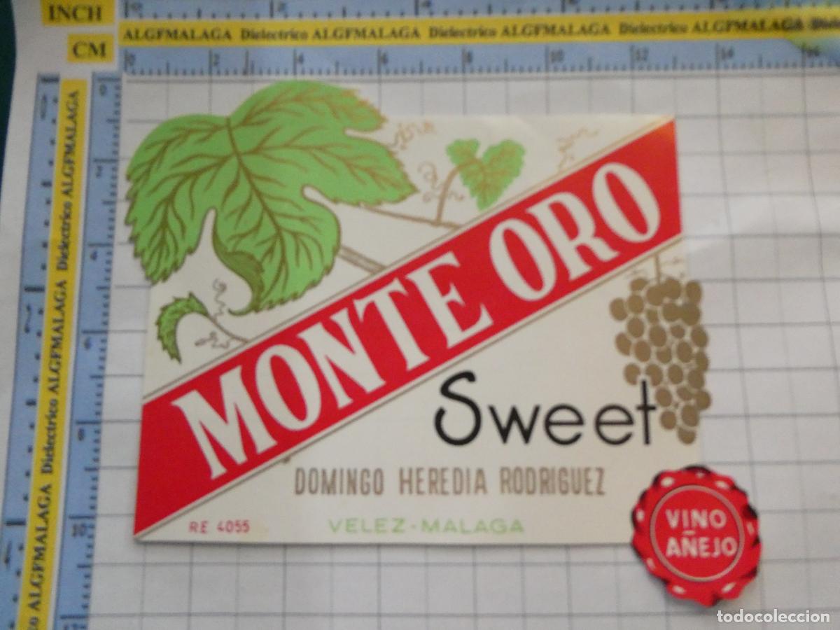 Coleccionismo de vinos y licores: ANTIGUA ETIQUETA DE VINOS LICORES. MONTE ORO SWEET DOMINGO HEREDIA RODR&Iacute;GUEZ. V&Eacute;LEZ M&Aacute;LAGA. 264