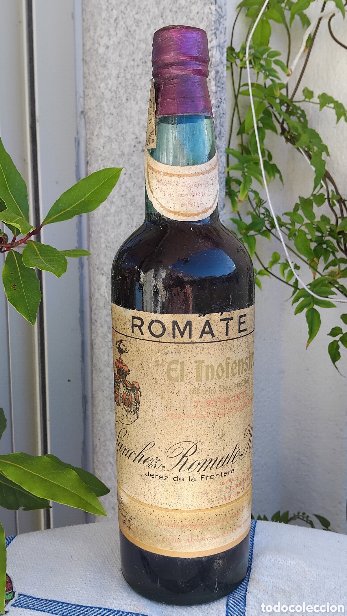 Coleccionismo de vinos y licores: Botella vino de Jerez &rdquo;El Inofensivo&rdquo; de S&aacute;nchez Romate