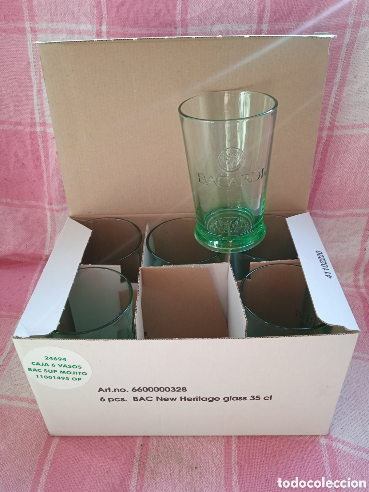 Coleccionismo de vinos y licores: BACARD&Iacute;, 6 VASOS VERDES * MOJITO