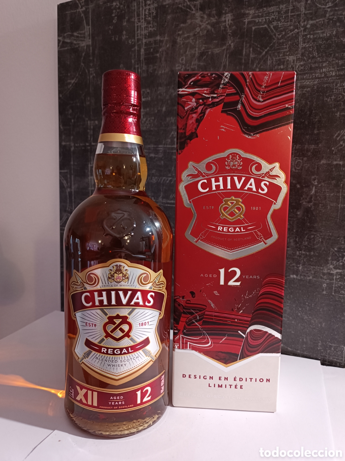 Coleccionismo de vinos y licores: BOTELLA DE WHISKY &rdquo;CHIVAS REGAL 12 A&Ntilde;OS&rdquo;, 1 LITRO EDICI&Oacute;N LIMITADA.