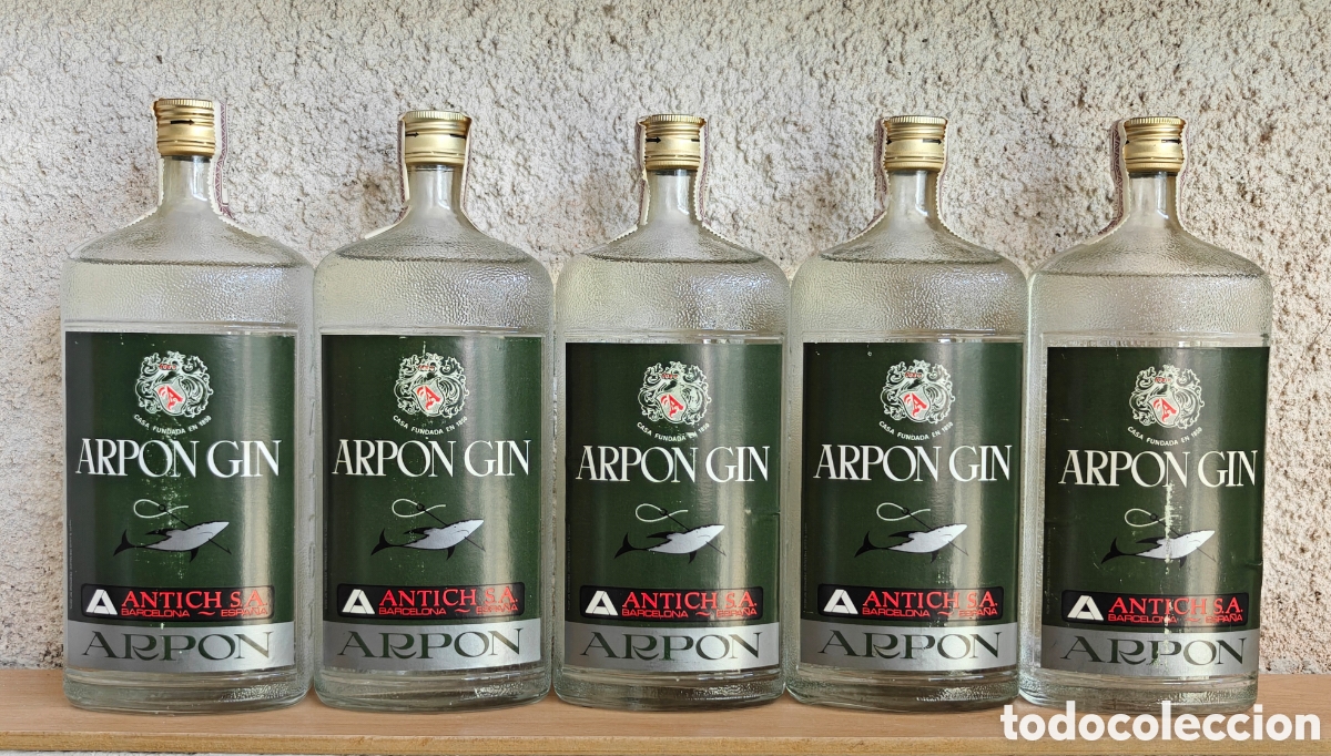 Coleccionismo de vinos y licores: 5 Botellas Gin Arpon Antiguas