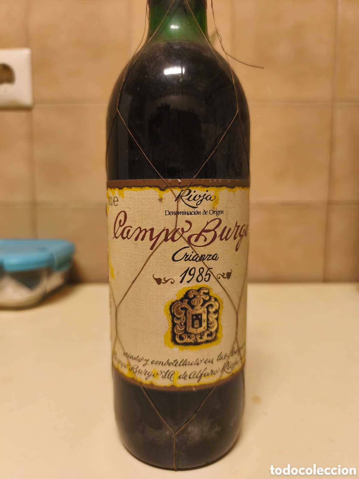 Coleccionismo de vinos y licores: Botella de vino Campo Burgos Crianza 1985