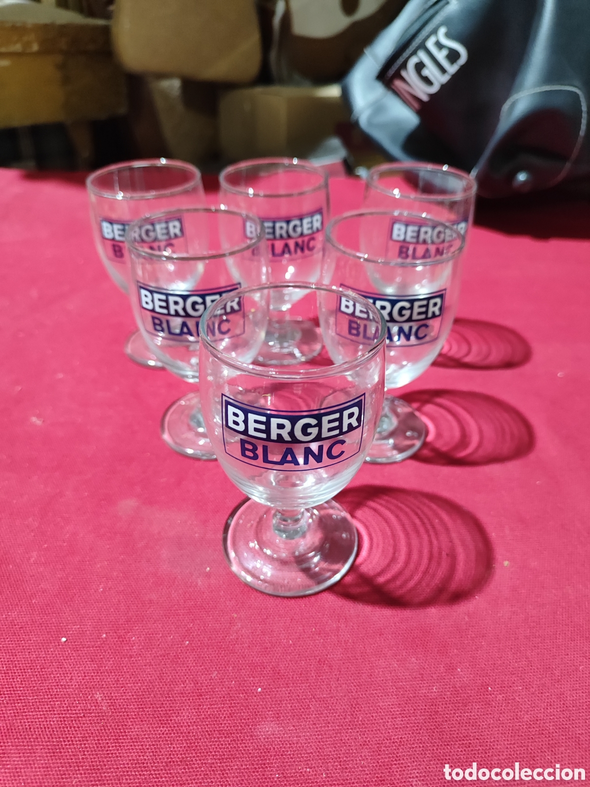 Coleccionismo de vinos y licores: Lote 6 copas antiguas an&iacute;s BERGER BLANC