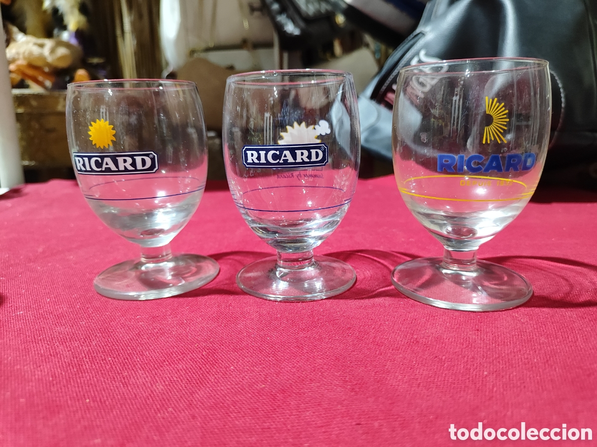 Coleccionismo de vinos y licores: Lote 3 copas dise&ntilde;o diferentes bebida RICARD