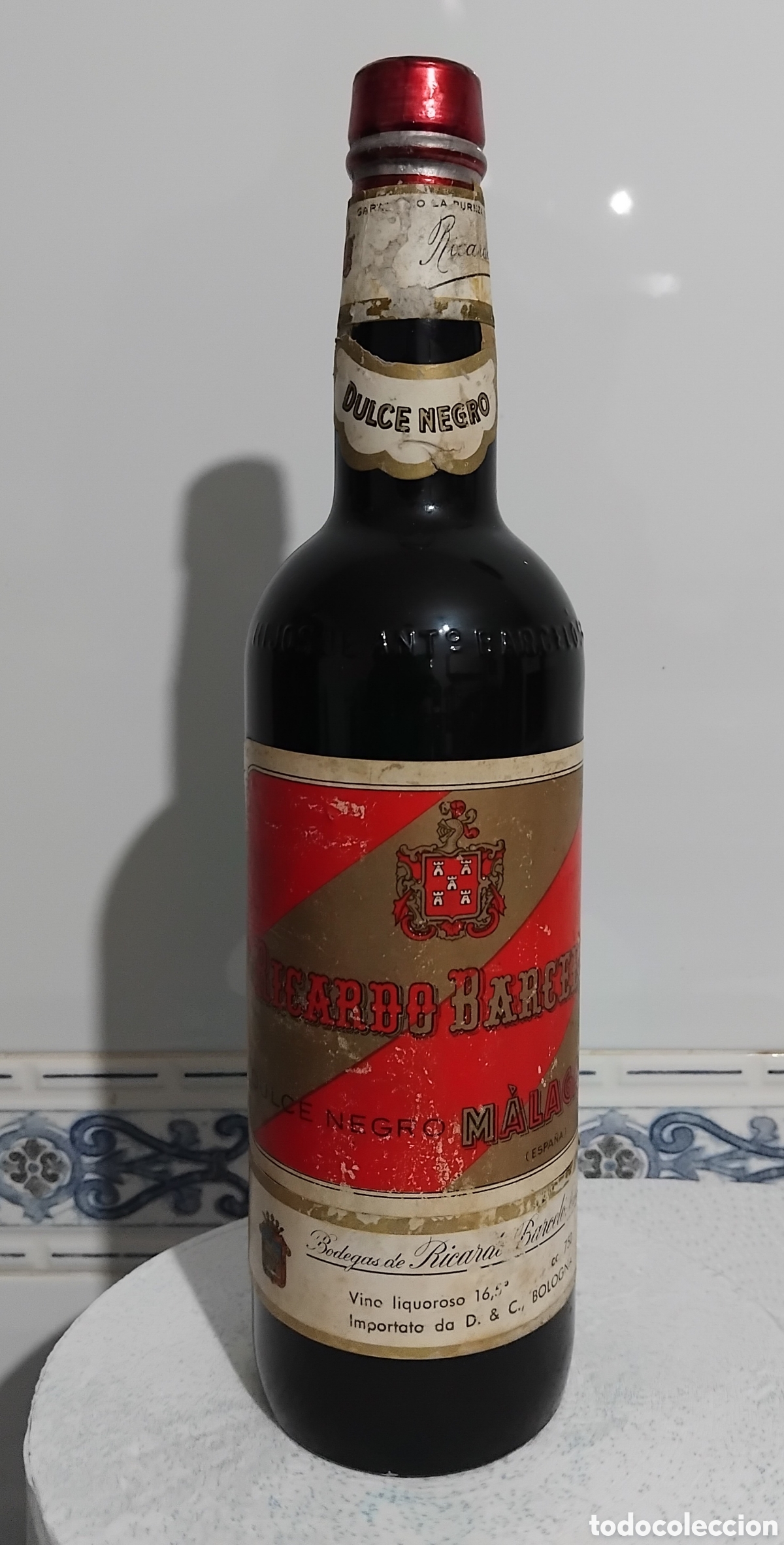 Coleccionismo de vinos y licores: Botella vino dulce negro Ricardo Barcelo.