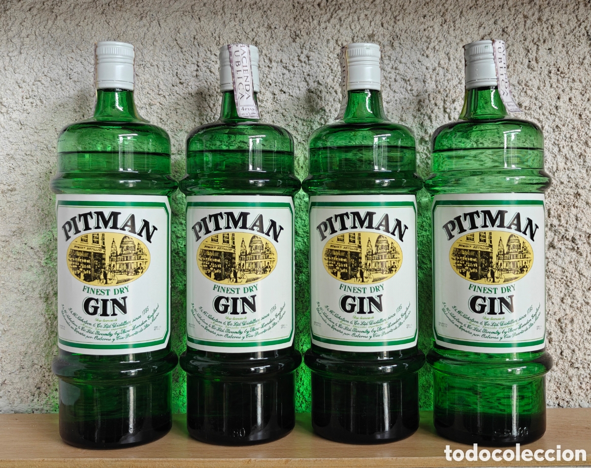 Coleccionismo de vinos y licores: 4 Botellas Gin Pitman Antiguas