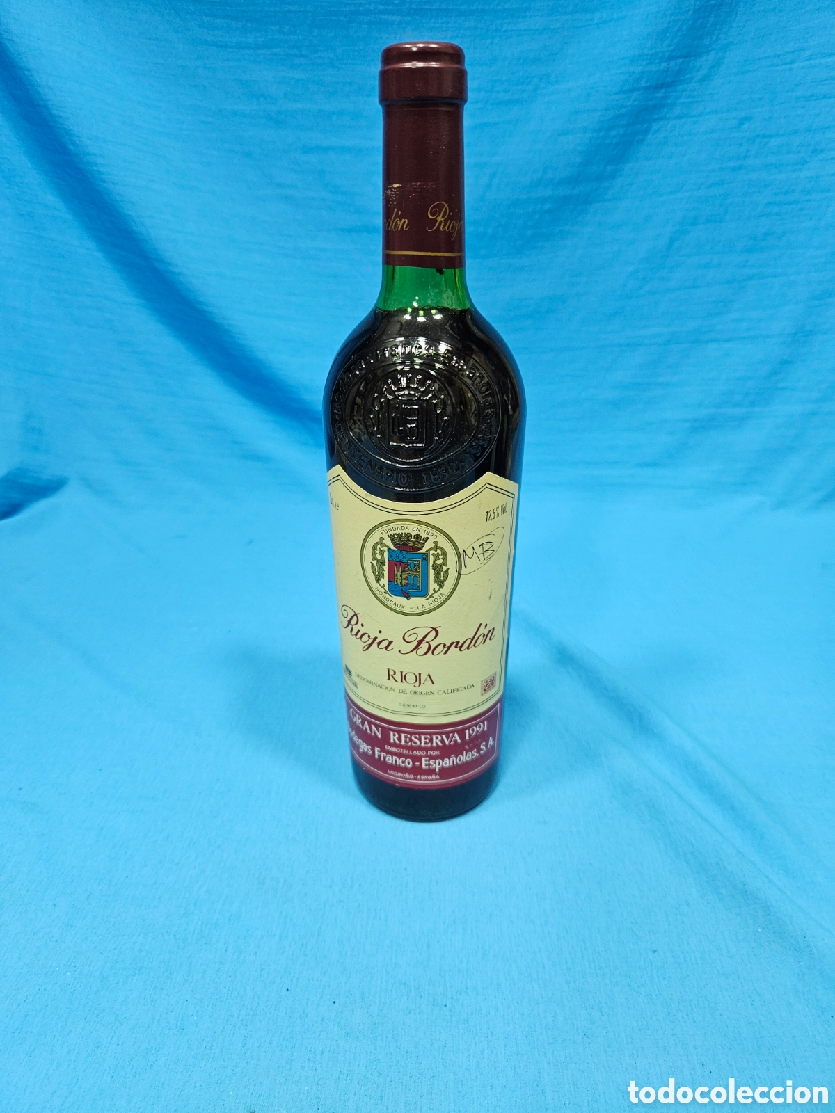 Collection of wines and liquors: BOTELLA VINO TINTO. RIOJA BORDON. GRAN RESERVA 1991. BODEGAS FRANCO