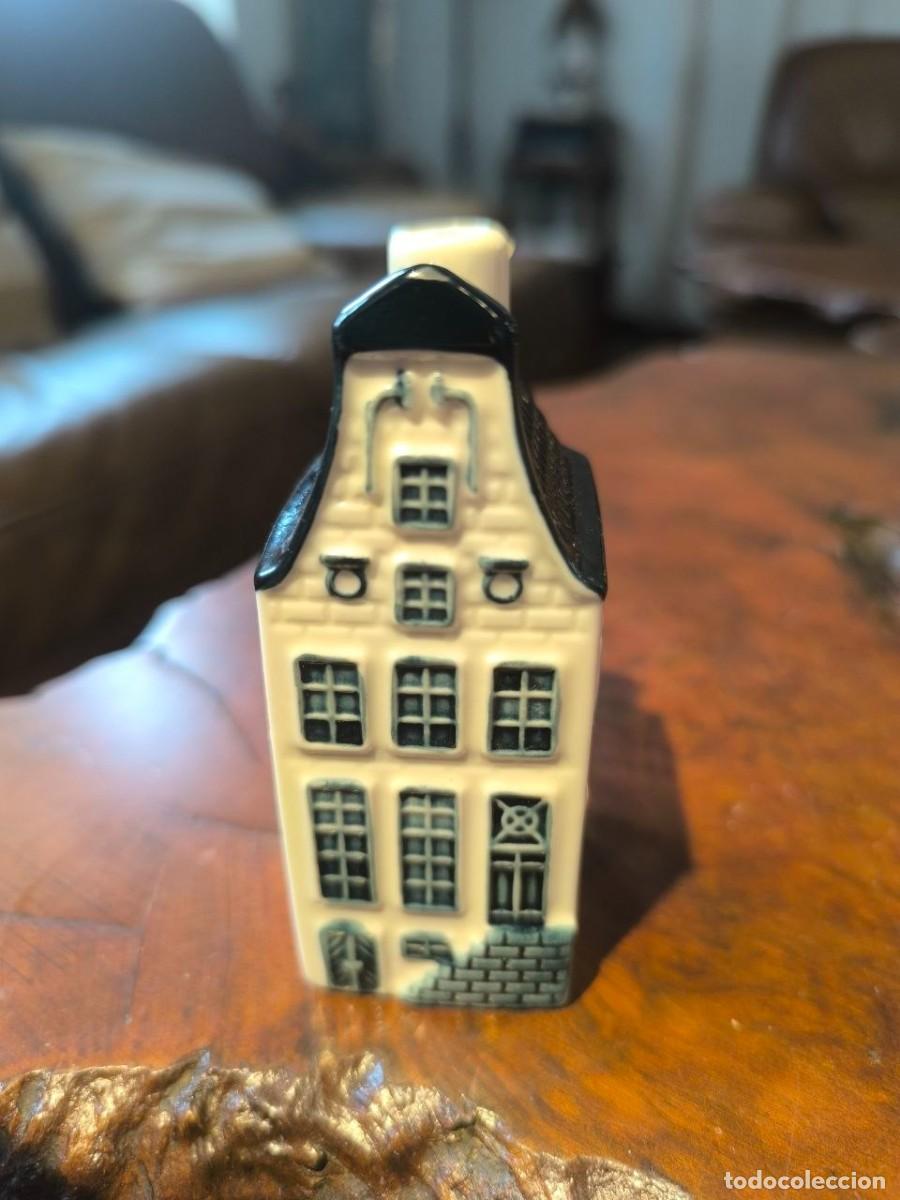 Coleccionismo de vinos y licores: BOTELLITA GINEBRA BOLS AMSTERDAM KLM BLUE DELFTS N&deg; 9 CERAMICA AZUL 9.9CM BOTELLIN DELFT DELFTS