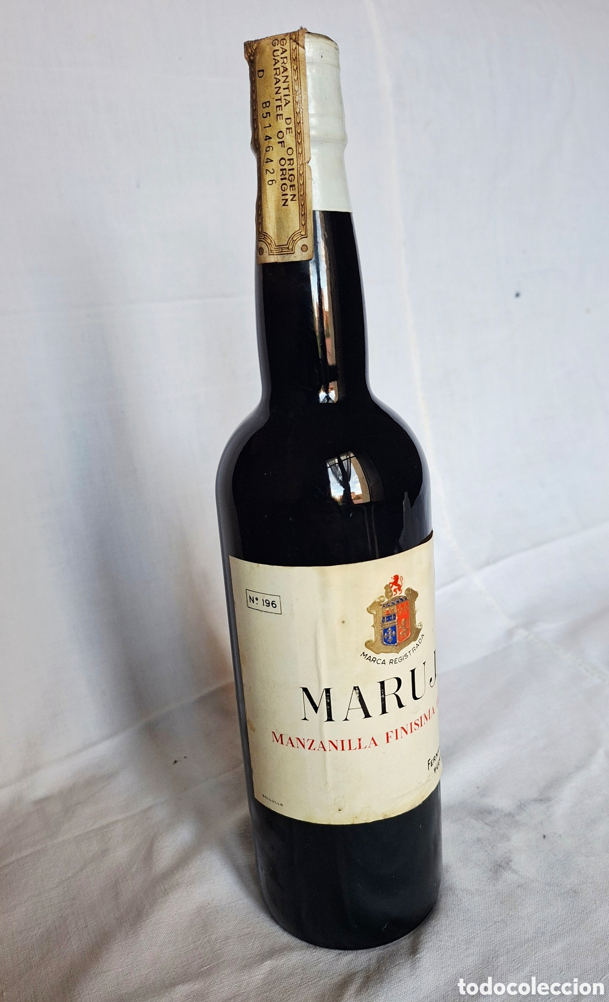 Coleccionismo de vinos y licores: Botella grande vintage manzanilla Maruja bodega F. Terry
