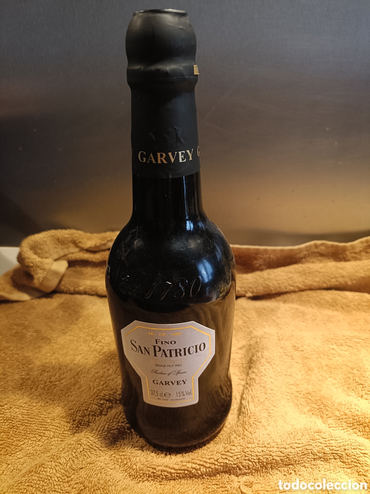 Coleccionismo de vinos y licores: Botella fino San Patricio