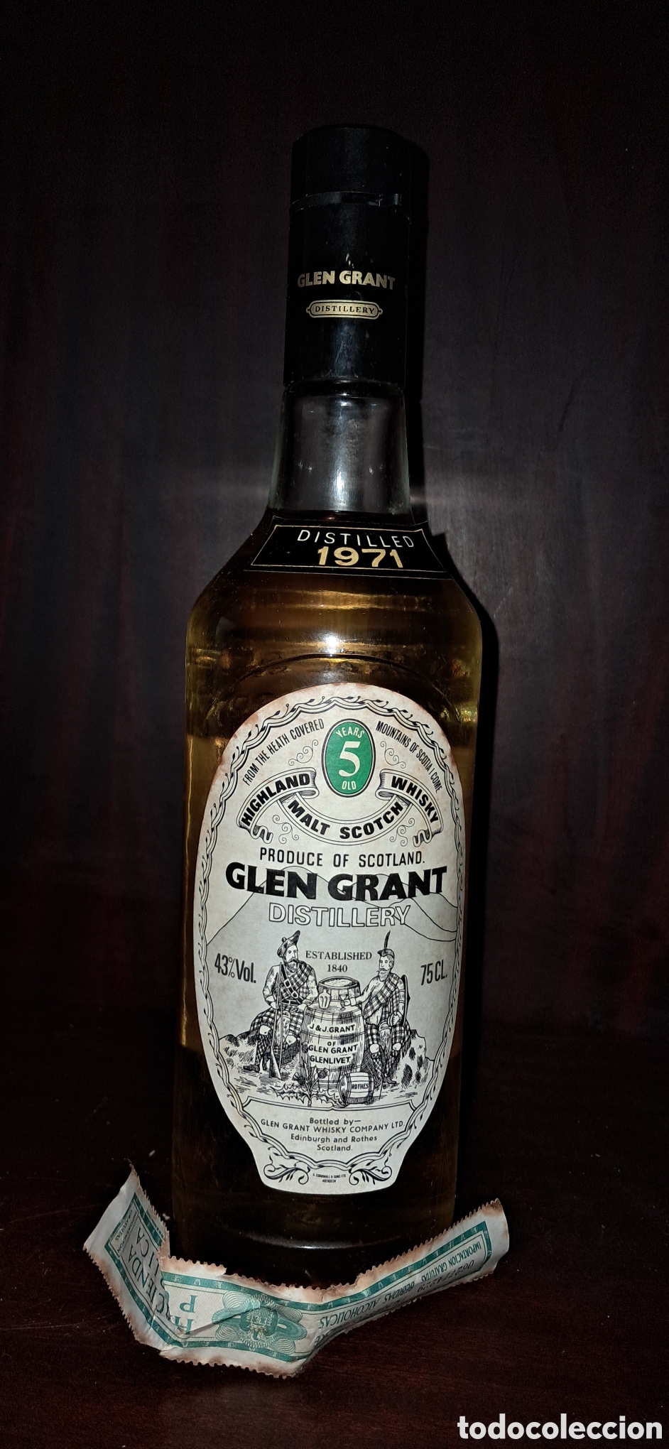 Coleccionismo de vinos y licores: ​Whisky Glen Grant Single Malt 1971 | Vintage Highland Scotch - Destilado 1971 con Caja Original