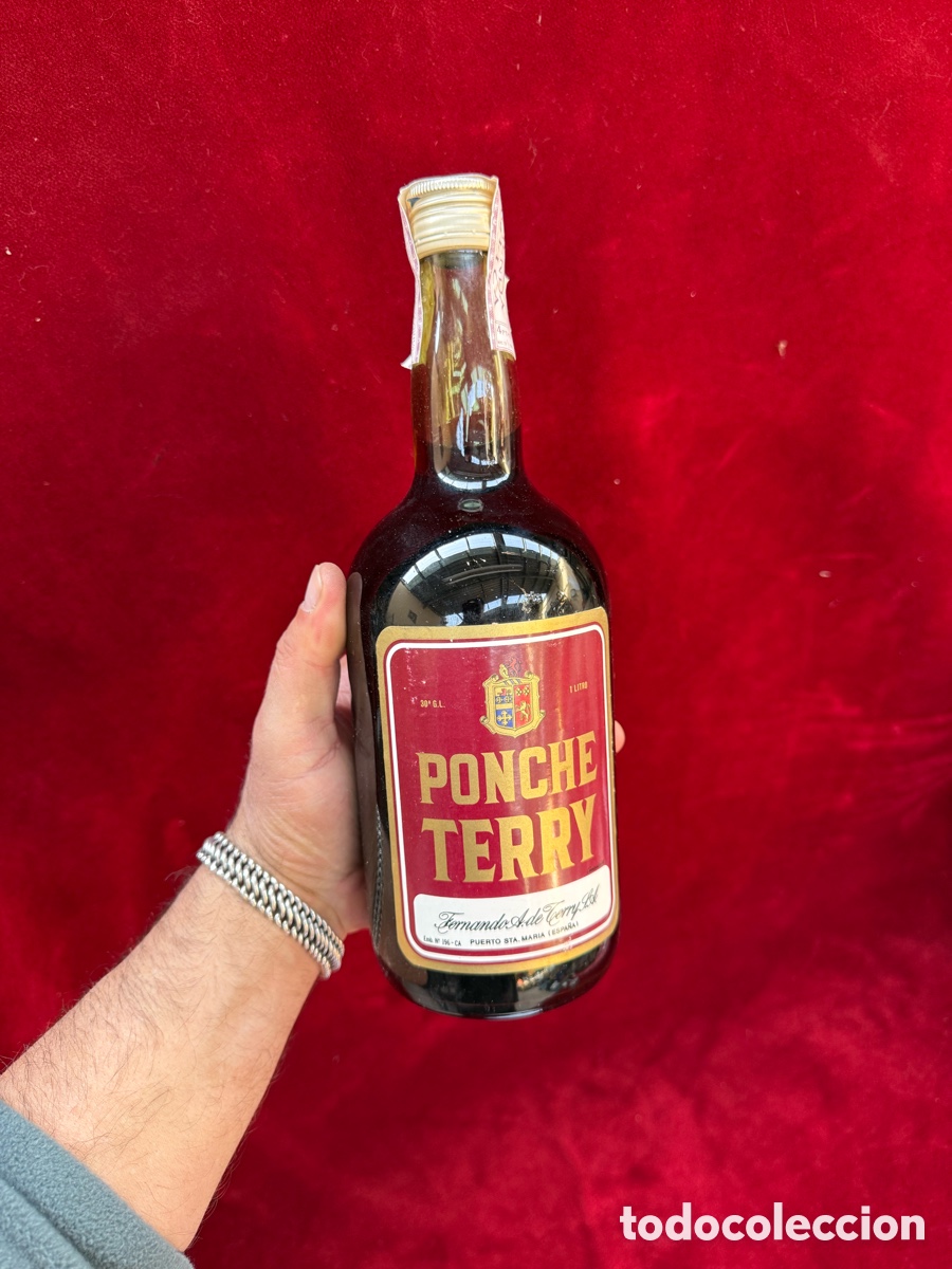 Coleccionismo de vinos y licores: Antiguo botella sin abrir,Ponche Terry,1 Litro!