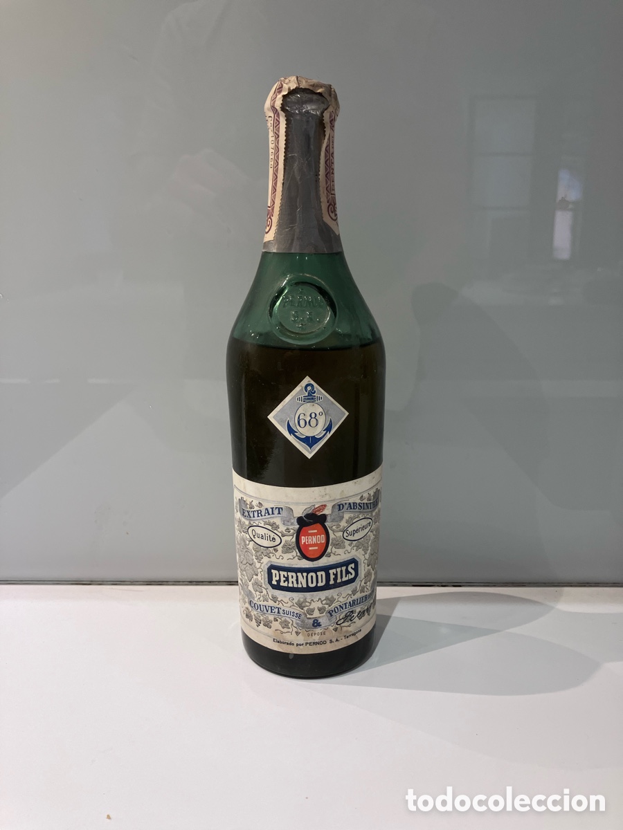 Coleccionismo de vinos y licores: ANTIGUA BOTELLA PERNOD FILS ABSENTA TARRAGONA OCHENTA C&Eacute;NTIMOS 27cm