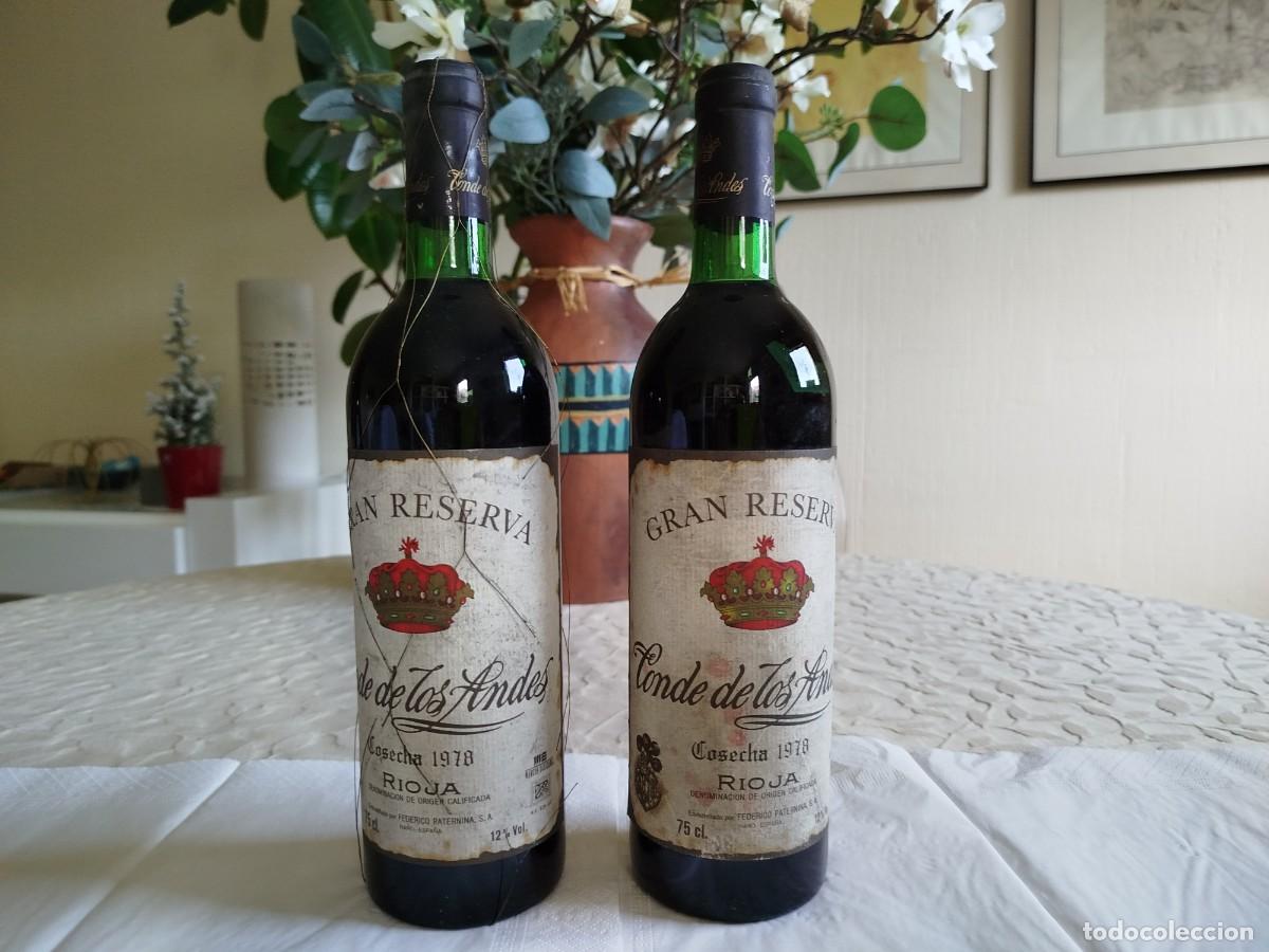 Coleccionismo de vinos y licores: Lote 2 botellas Rioja Conde de los Andes Gran Reserva 1978