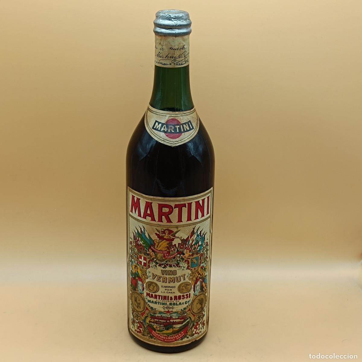 Coleccionismo de vinos y licores: ANTIGUA BOTELLA DE MARTINI ROSSI , BARCELONA - MADRID - BILBAO - 1 LITRO. CAPSULA PLOMO.