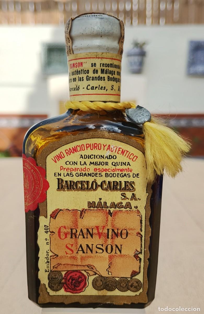 Coleccionismo de vinos y licores: Botella Peque&ntilde;a Botellita Botell&iacute;n Gran Vino Sanson Barcel&oacute; - Carles M&aacute;laga