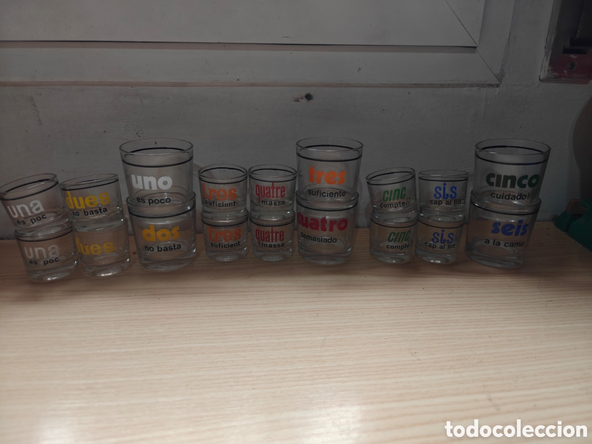 Coleccionismo de vinos y licores: lote vasos vaso chupito bar licor vintage A&ntilde;os 80 Espa&ntilde;ol y Catal&aacute;n
